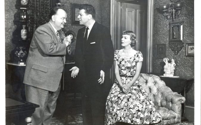 Robert Emhardt, Robert Preston, and Margaret Sullavan as Mr. Harper, Gil, and Jessica in a scene from the original production of Janus